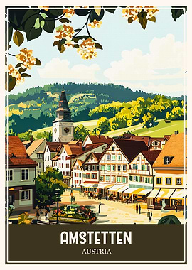 Amstetten Austria Travel Poster