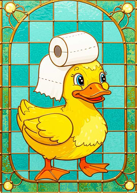 Duck with Toilet Paper Hat