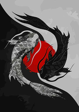 Yin Yang Koi Fish Art