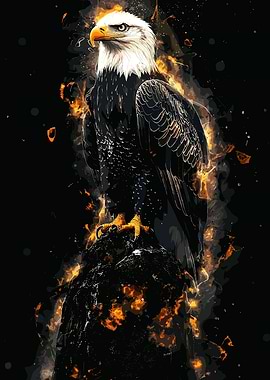 Eagle on Fire Digital Art