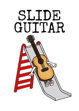 Slide Guitar Funny Cartoon Illustration