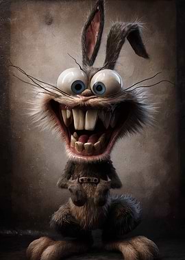 Cartoon Rabbit with Big Smile
