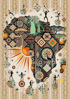 Africa Map Tribal Art Pattern