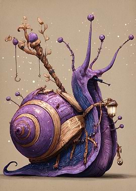Fantasy Snail with Staff and Lantern