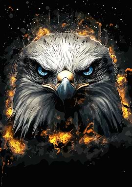 Eagle Portrait with Fire