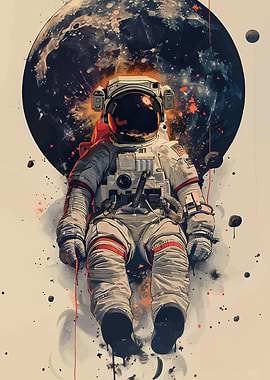 Astronaut in Space with Planet