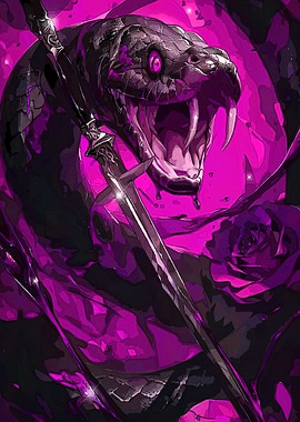 Snake Sword Roses Purple