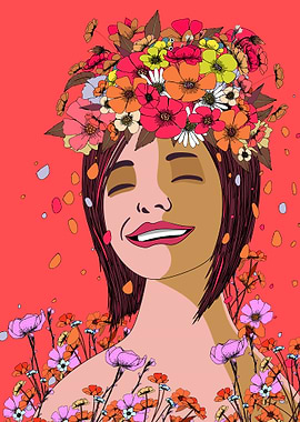 Woman with Flower Crown Illustration
