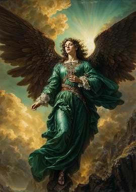 Archangel Raphael in Emerald Green Gown