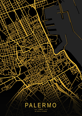 Golden Palermo City Map