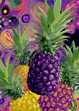 Psychedelic Pineapple Pop Art