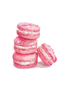 Pink Macarons Stack Watercolor Illustration