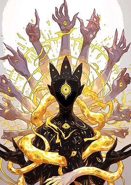 Abstract Figure Hands Eyes