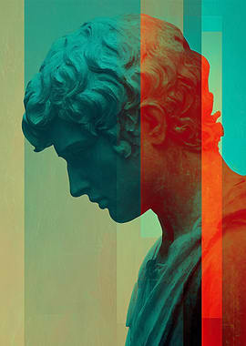 Statue with Colorful Overlay