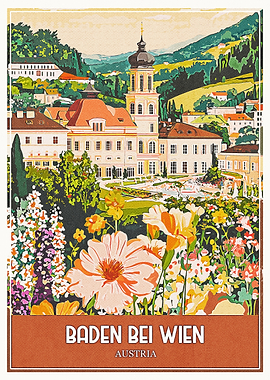 Baden Bei Wien Austria Travel Poster
