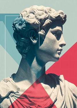 Statue with Geometric Overlay