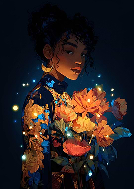 Floral Portrait of a Woman