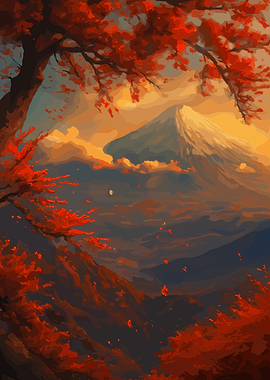 Autumn Mountain Landscape Painting