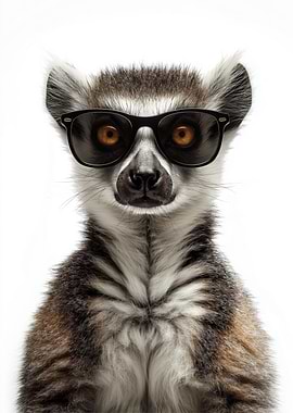Cool Lemur with Sunglasses Portrait