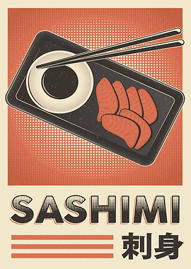 Sashimi Retro Poster