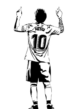 Lionel Messi Celebration Black and White