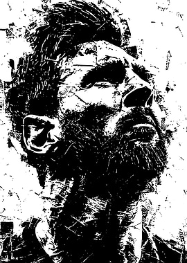 Monochrome Portrait with Distressed Texture
