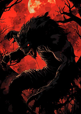 Werewolf under blood moon
