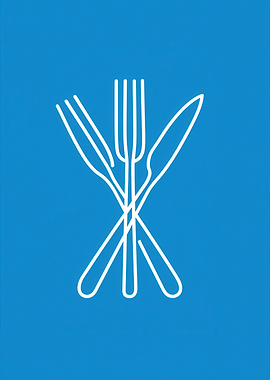 Cutlery Icon on Blue Background