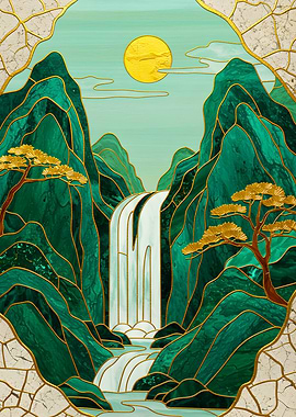 Mountain Tree Kintsugi Art