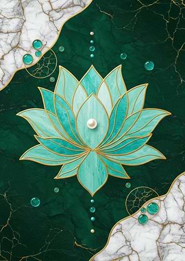 Emerald Lotus Flower with Marble Accents