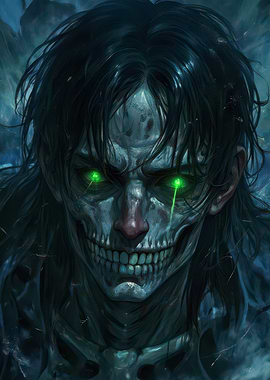 Eerie Undead Portrait with Glowing Eyes