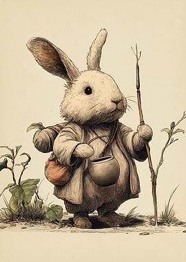 Anthropomorphic Rabbit Traveler Illustration