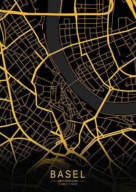 Golden Basel City Map