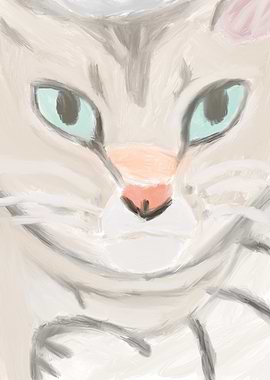 Close-up Cat Portrait Painting