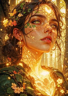 Golden Forest Nymph Portrait