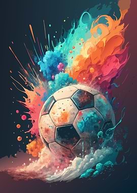 Graffiti Soccer Explosion | Abstract Colorful Football Wall Art | Vibrant Street Art Soccer Ball for Teen Room Decor