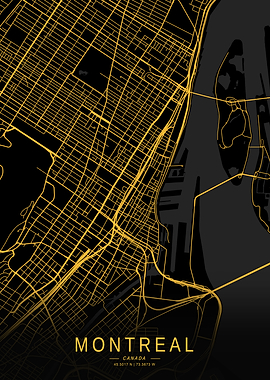Golden Montreal City Map