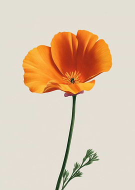 California Poppy Flower Illustration
