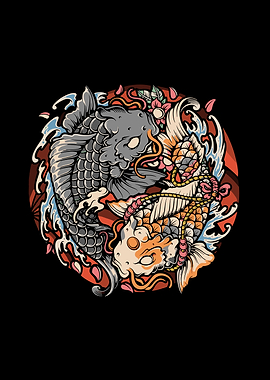 Yin Yang Koi Fish Illustration
