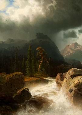 Mountain Stream Landscape Painting