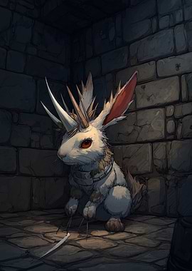 Fantasy Rabbit in Dungeon Corner