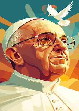 Pope Francis Portrait with Dove