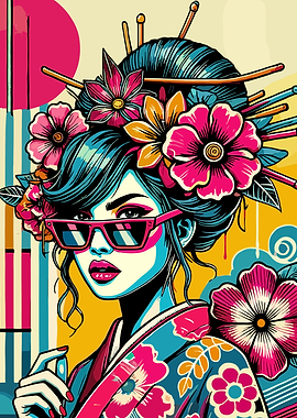 Modern Geisha with Sunglasses Art