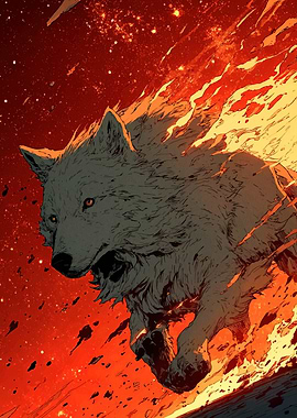 Fiery Wolf Illustration