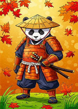 Panda Samurai in Autumn