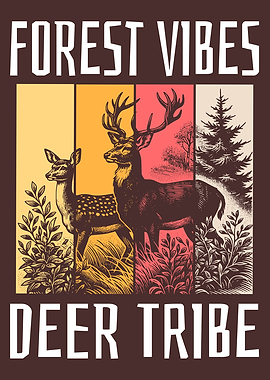 Vintage Forest Vibes Deer Tribe for Nature Lovers