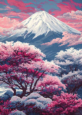 Mount Fuji and Cherry Blossoms
