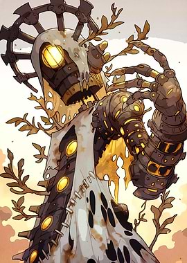 Steampunk Tree Robot Character