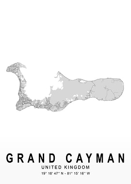 Grand Cayman Light Island Map