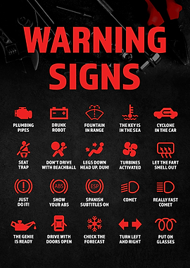 Funny Car Warning Signs Dashboard